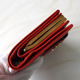 セリーヌ サークル金具 レザー 二つ折り財布 レッド - NEWSED