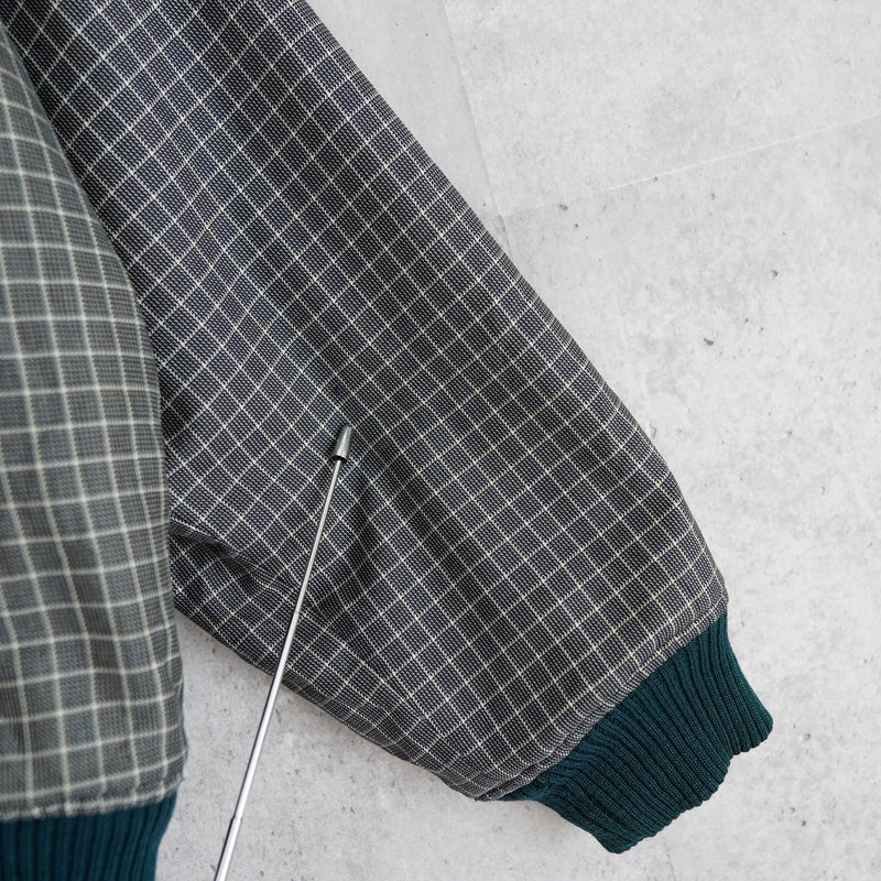 ラコステ リバーシブル ブルゾン スタジャン ロゴパッチ チェック柄 グリーン/カーキ - NEWSED