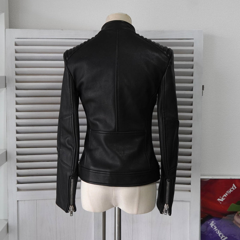 プラダ ダブル レザージャケット レディース ブラック - NEWSED