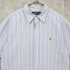 Polo Ralph Lauren 徽标刺绣条纹短袖衬衫（蓝色）