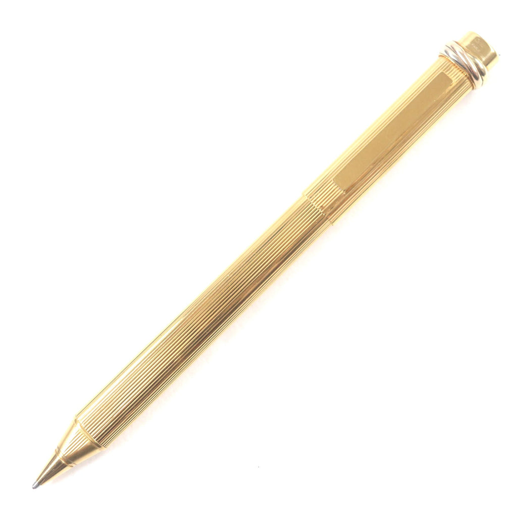 カルティエ トリニティ ストライプ柄 キャップ式 ボールペン ゴールド メンズ