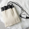 ジルサンダー ドローストリング キャンバス レザー 巾着型 ショルダーバッグ ポシェット アイボリー / ブラック タグ付き未使用