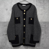 イヴ サンローラン ヴィンテージ 金ボタン カーディガン グレー レディース - NEWSED