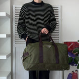 プラダ ポコノ テスート ナイロン ボストンバッグ トライアングルロゴ カーキ - NEWSED