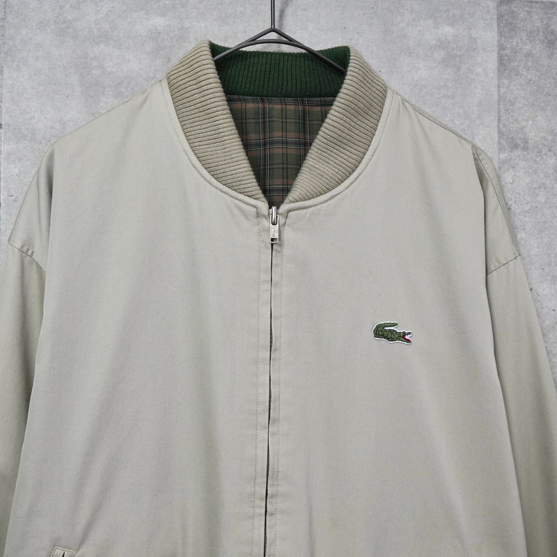 ラコステ リバーシブル ロゴパッチ チェック柄 スウィングトップ ブルゾン オフホワイト / カーキ - NEWSED
