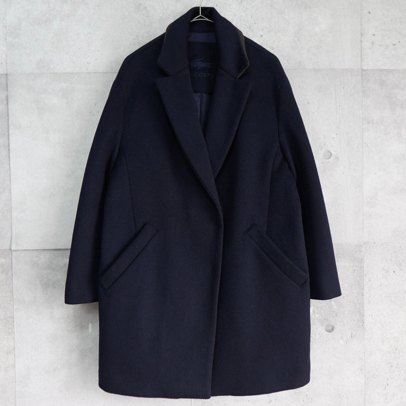 ラコステ ウールコート チェスターコート オーバーコート ネイビー - NEWSED