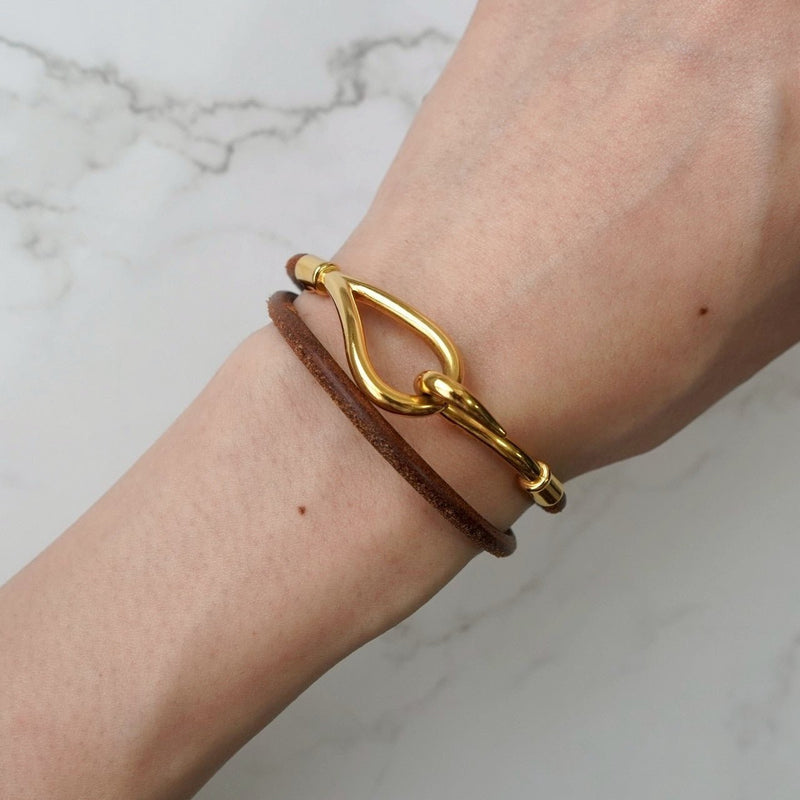 エルメス レザー ジャンボ チョーカー ブレスレット ブラウン - NEWSED