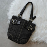 コーチ シグネチャー キャンバス ハンドバッグ ブラック - NEWSED