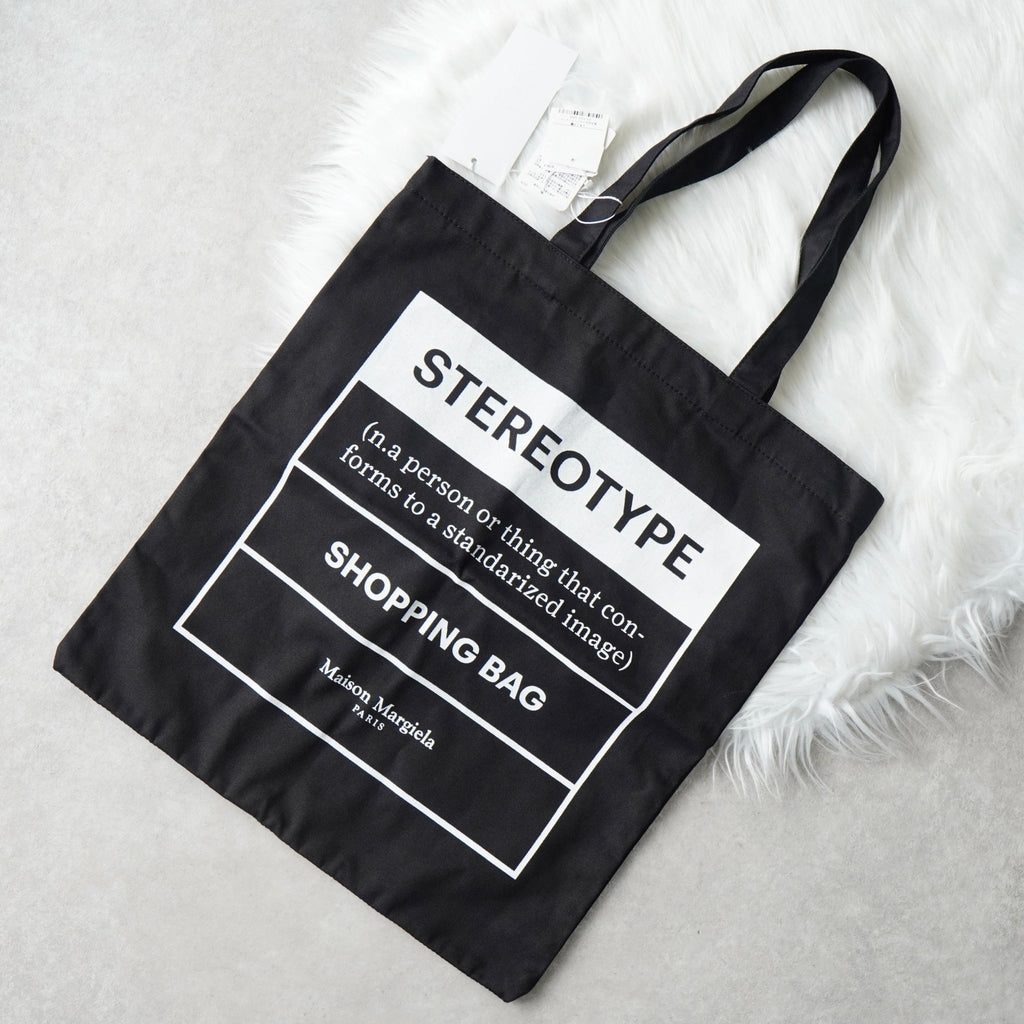 メゾンマルジェラ ロゴ トートバッグ ショッピングバッグ ブラック タグ付き未使用品