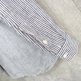 ラコステ ロゴパッチ マオカラー ストライプ 長袖シャツ グレー - NEWSED