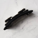 サルバトーレ フェラガモ ヴァラリボン ラインストーン ビジュー キャンバス バレッタ 髪留め ブラック 箱付き - NEWSED