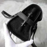 サルバトーレフェラガモ ガンチーニ ベロア調 キャンバス / レザー ハンドバッグ 肩掛け ブラック - NEWSED