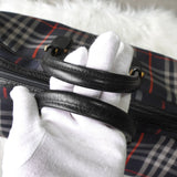 バーバリー ヴィンテージ ロゴ ノバチェック ナイロンキャンバス ボストンバッグ ネイビー - NEWSED