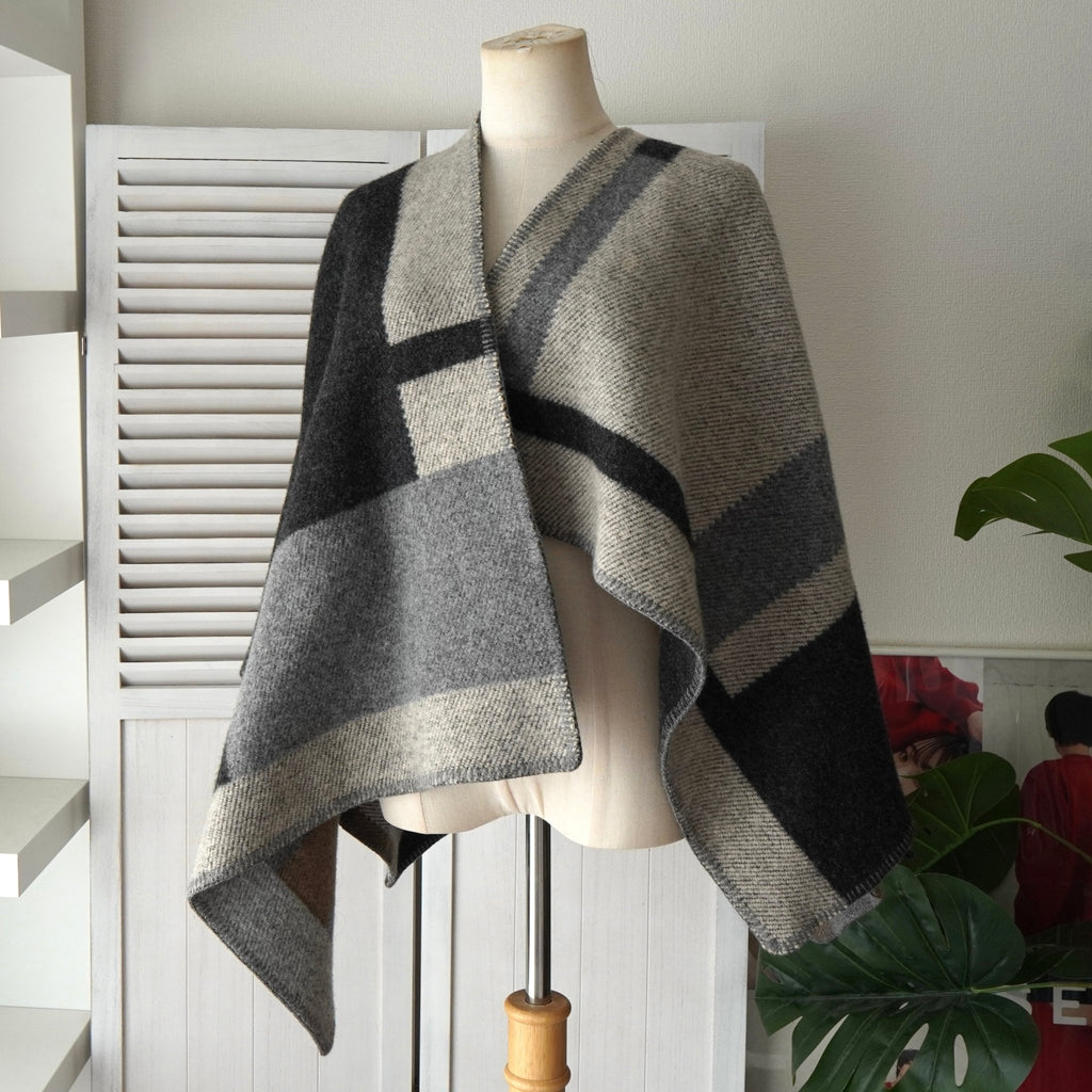 バーバリー カシミヤ混紡 ポンチョ ケープコート マルチカラー レディース