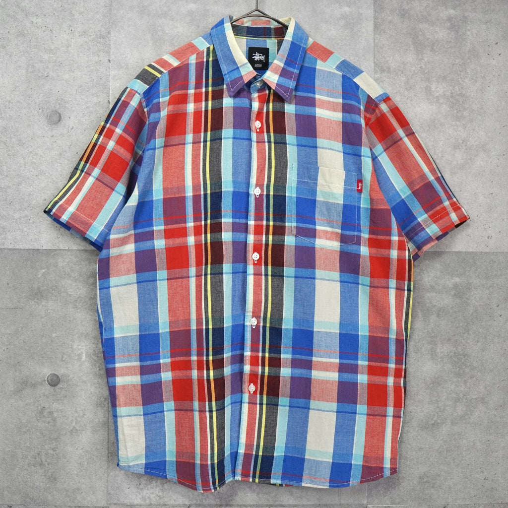 Stüssy 多色格纹口袋短袖衬衫