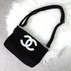 Chanel Coco Mark pile fabric novelty shoulder bag black