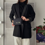 ラコステ ナイロン ミニショルダーバッグ ポーチ ロゴパッチ ブラック - NEWSED