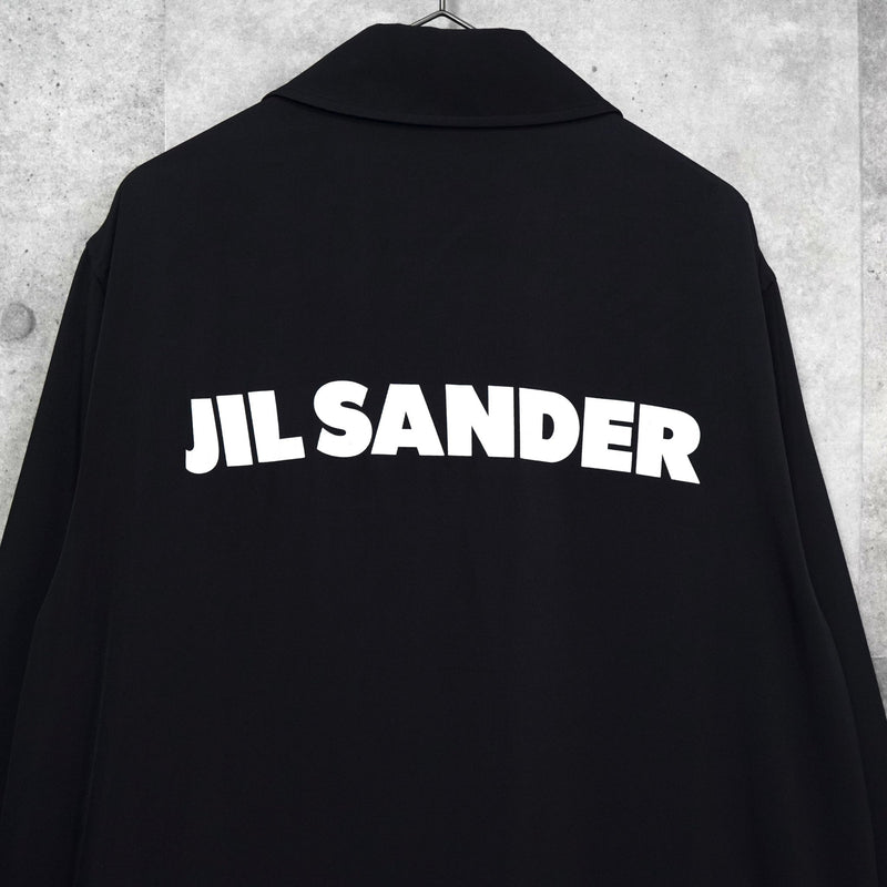 ジルサンダー バックロゴ ビスコース ロングコート スタッフコート ブラック - NEWSED