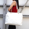 Chanel Coco Mark Caviar Leather Chain Shoulder Bag Tote Bag White