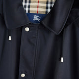 バーバリー フーデッド コート 撥水性 ノバチェック裏地 フード取り外し可能 ホースロゴボタン ブラック - NEWSED