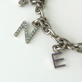 セリーヌ ヴィンテージ トリオンフ ロゴ ラインストーン チェーン ブレスレット シルバー - NEWSED