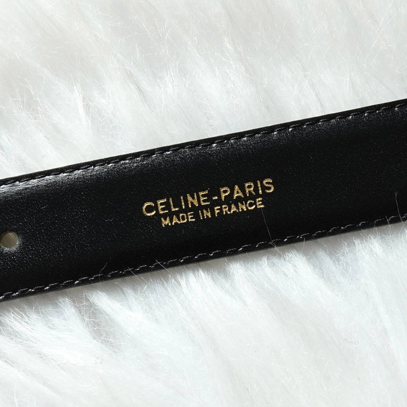 セリーヌ ヴィンテージ サルキー 輪馬車 レザー ベルト ブラック / ゴールド - NEWSED