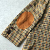 イヴ サンローラン ヴィンテージ チェック柄 エルボーパッチ シングル テーラードジャケット ベージュ - NEWSED