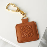 ロエベ アナグラム レザー キーホルダー チャーム キーリング ゴールド / ブラウン - NEWSED