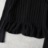 ポロ ラルフローレン ケーブル編み フリル ニット カーディガン レディース ブラック - NEWSED