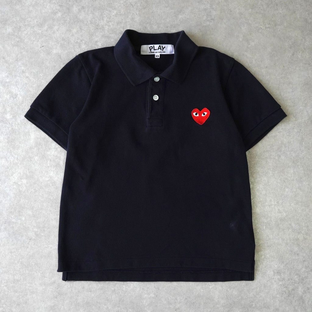 プレイ コムデギャルソン ハートロゴ 半袖ポロシャツ ブラック