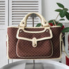 Celine Boogie Macadam Canvas/Leather Handbag Brown/Ivory