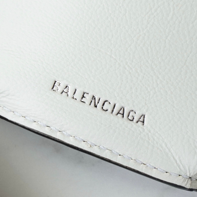 バレンシアガ ペーパーミニ レザー 三つ折り財布 コンパクトウォレット ブラック - NEWSED