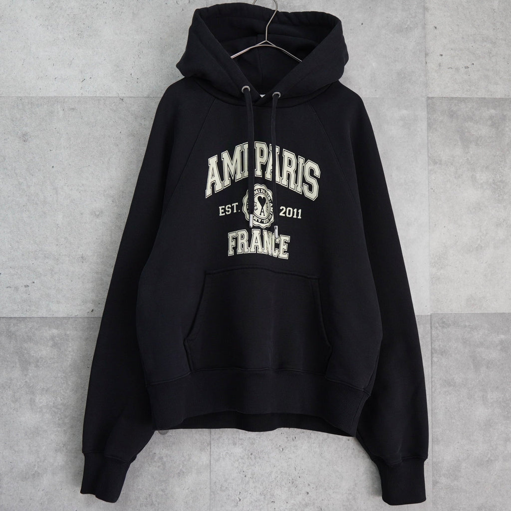 Amiparis College Logo Hoodie Parka Black