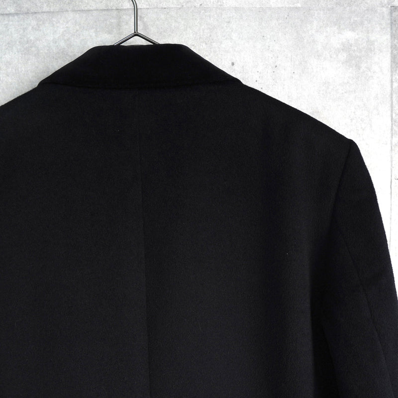 ジョンローレンスサリバン ベロア襟 アンゴラ ウール チェスターコート ブラック - NEWSED