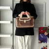 Celine Boogie Macadam Canvas/Leather Handbag Brown/Ivory