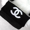Chanel Coco Mark pile fabric novelty shoulder bag black