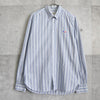 Maison Kitsune Tricolor Striped Long Sleeve Shirt in Blue