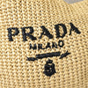 Prada Raffia Crochet Triangle Logo Handbag in Beige