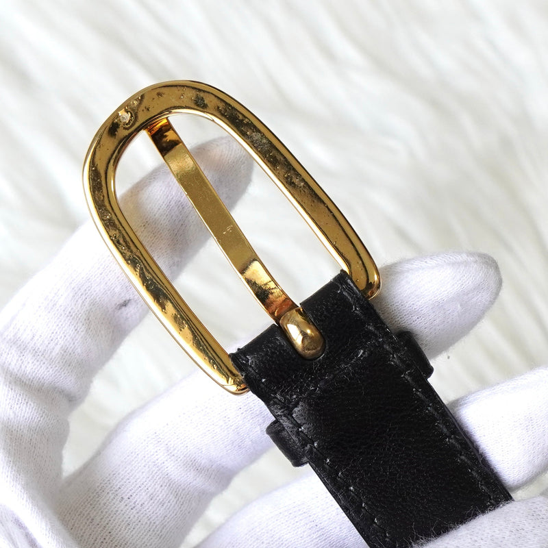 セリーヌ ヴィンテージ 輪馬車 サルキー レザー ベルト ブラック - NEWSED