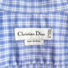 クリスチャン ディオール ヴィンテージ ギンガムチェック 長袖シャツ ロゴ刺繍 ブルー