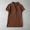 Ralph Lauren Women's Brown Short Sleeve Polo Shirt with Embroidered Logo and Beading