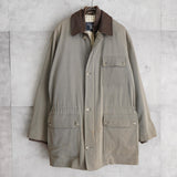 バーバリー フェイクレイヤード レザー襟 ハーフコート ハンティングジャケット ライナー付き グレーカーキ/ブラウン - NEWSED