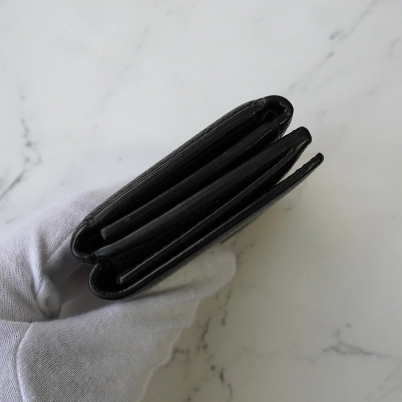 バレンシアガ エブリディ レザー 三つ折り財布 コンパクトウォレット ブラック - NEWSED