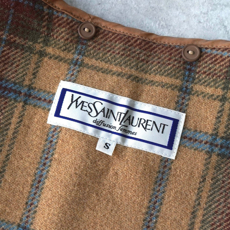 イヴ サンローラン ヴィンテージ 金ボタン レンチコート ウールライナー付き ベージュ - NEWSED