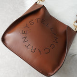 ステラマッカートニー ミニ クロスボディバッグ ショルダーバッグ レザー パンチングロゴ ブラウン - NEWSED