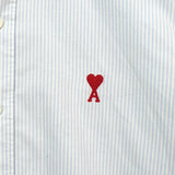 アミパリ アミ パリス ストライプ柄 ハートロゴ 長袖シャツ ブルー - NEWSED