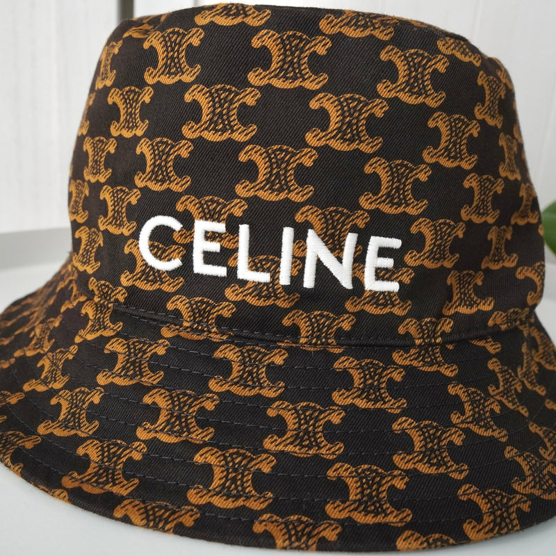 セリーヌ ロゴ トリオンフ モノグラム バケットハット ブラウン - NEWSED