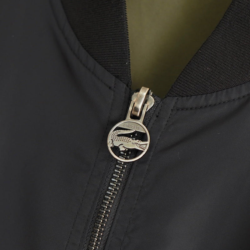 ラコステ リバーシブル ブルゾン ロゴパッチ ブラック/カーキ - NEWSED