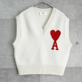 アミ パリ アミパリ ニットベスト ハートロゴ アイボリー タグ付き未