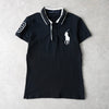 Polo by Ralph Lauren 女士黑色大号小马标志刺绣编号短袖 Polo 衫